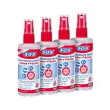 SOS Desinfektions-Spray, 4 x 100 ml Sprühflasche, Handdesinfektion gegen 99,99% der Bakterien, Pilze und Viren*, geeignet zur Desinfektion von Flächen und Gegenständen