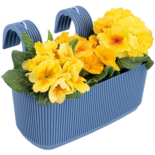 Konzept 11 Balkon Blumenkasten mit Halterung – 29 x 19 cm, Balkonkasten für Geländer, 3,2 L aus wetterfestem Kunststoff