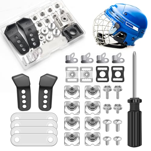 Windspeed 31P Fußballhelm-Reparaturset, Boxed Hockeyhelm-Reparaturset, Ersatzteile mit 16 Schraubenmuttern, 4 R-Clips, 4 Dichtungen, 4 Kinnriemen-Adapter, 2 J-Clips, Schraubendreher