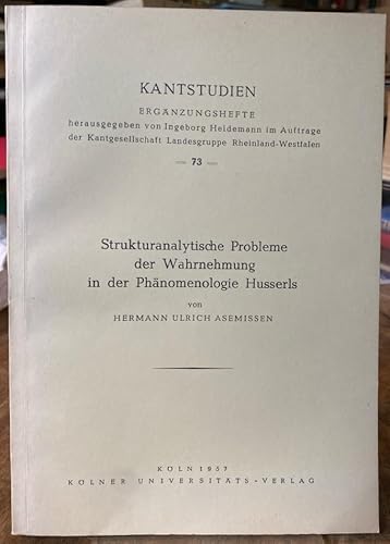Strukturanalytische Probleme der Wahrnehmung in der Phänomenologie Husserls