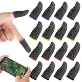 smilixin 16 Stück PUBG Mobile Game Finger Sleeve,Touchscreen Fingerhülse,0.3mm Ultradünn Anti-Sweat Fingerset Empfindliche,Atmungsaktiv Gaming DaumenhüLlen Fingerhülsen für Gaming