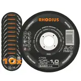 RHODIUS XT85 | 10 St. Trennscheiben 125 Metall 1 mm | für Winkelschleifer, extra dünn | für Edelstahl, INOX, Stahl, Hartmetall