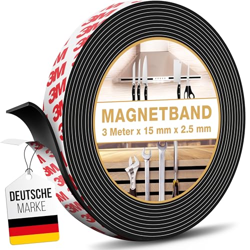 MYMIND® Magnetband Selbstklebend [Extra Stark] mit 3M Kleber - Sehr Starkes Magnetklebeband für Maximale Haftung - Magnetstreifen Selbstklebend - Magnetisches Klebeband