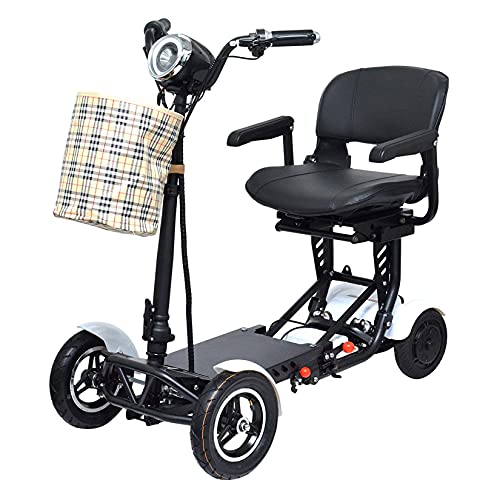 YX-ZD Faltbarer Reisemobilitätsroller, 4-Rad-Elektromobilitätsroller Für Erwachsene, Ältere Menschen Mit Behinderungen, Höhenverstellbare Ruderpinne, Höchstgeschwindigkeit 19 Km/H, 15.6AH