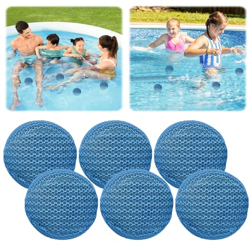 6 Stück Whirlpool Schaum Absorber, Pool Absorbierball, Wiederverwendbarer Schwamm Schaum, Beseitigender Ball, Whirlpool Schaumreiniger Verschlingt Abschaum für Schwimmbäder und Spas