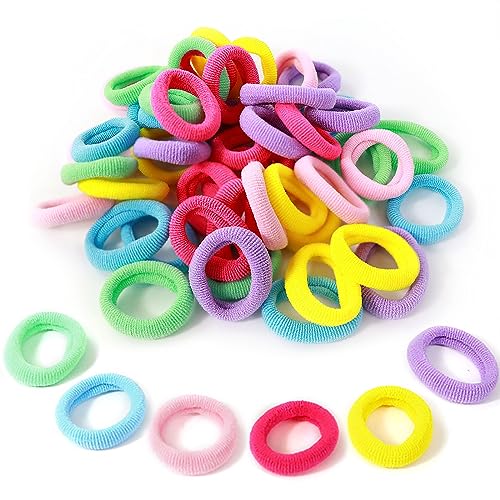 Hanyousheng 50 Stück Haargummis Mädchen, Kleine Haargummis Bunt, Kinder Haargummi, Baby Haargummis, Mini Nahtlose Haarbänder, Haarband Baby Soft Zopfgummi für Mädchen Kinder Kleinkinder Baby