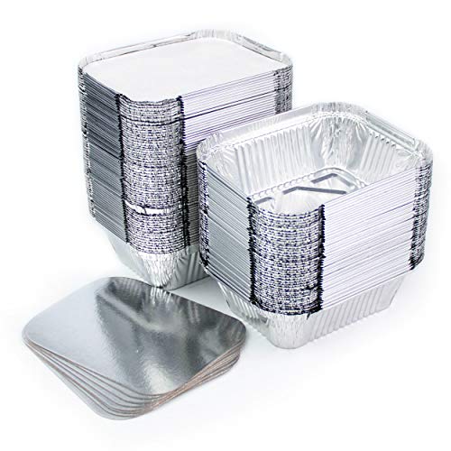 Miamex 100 Einwegschalen aus Aluminium, mit Deckel für Lebensmittel, zum Einfrieren, Kochen (250 ml)