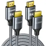ARISKEEN 8K HDMI 2.1 Kabel 1M 2 Stück, 48Gbps High Speed Nylon Geflochtenes HDMI Kabel, Unterstützt 8K@60HZ, 4K@120Hz, Kompatibel mit PS5/4 TV Monitor Blu-ray Soundbar DVD Laptop