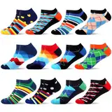 WeciBor Herren Bunt Lustige Baumwolle Sneaker Kurze Socken 12 Paar, Größe 39-42