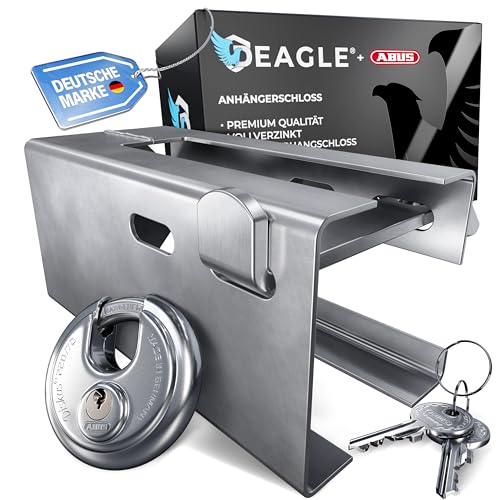 Deagle® Anhängerschloss + ABUS Diskus + Hochwertige Verzinkung + Optimaler Schutz im abgekuppelten Zustand bei jeder Wetterlage