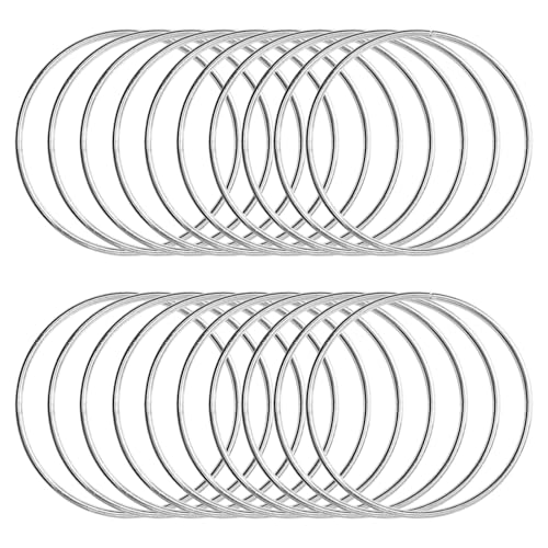Metallringe zum Basteln 20 Stück 5cm Silber Metallringe Metall Ringe Deko für Traumfänger Ring, Makramee Ring, Wickeltechnik, Floristik,Hochzeitskranz,Hoops