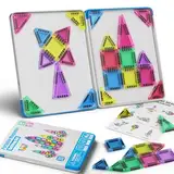 Magnetische Tiles Konstruktion Set 42pcs Reisespielzeug für Kinder Tragbar Reisen MINI Magnetische Fliesen Spielzeug Magnetische Baukasten Montessori Spielzeug Geschenk für 3+ Jahre Kleinkinder
