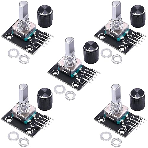 Taiss 5 Stücke Rotary Encoder Modul KY-040 360 Grad Drehgeber Schalter Mit Druckknopf für Automobilelektronik Multimedia-Audio KY-040