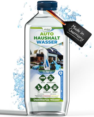 Qindoo Destilliertes Wasser Auto Haushalt, Aqua Dest (1 Liter)