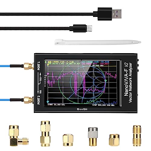 Seesii NanoVNA-F V2 Vektor Netzwerk Analysator, Antennenanalysator 50kHz-3000MHz HF/VHF/UHF/VNA mit 4,3 Zoll Display für, S-Parameter Messung, SWR-Spannung, Phase, Verzögerung, Smith Chart