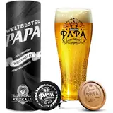 KEZKALS Papa Geschenk Weihnachten, Bierglas mit Gravur, Vatertagsgeschenk für Papa, Geschenk Vatertag, Personalisierte Beste Papa Geschenk, Vater Geschenke für Papa, Weihnachtsgeschenke für Papa