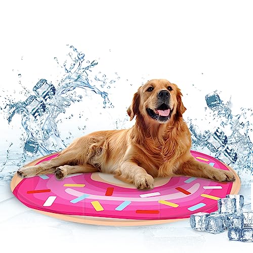 Actask Kühlmatte mit Kühlgel Hunde Katzen, Kuhlmatte für Hund und Katze mit Ungiftiges Gel, Automatisches Kühlsystem, Sommerschlafbett Kühl Hundedecke (Krapfen 60CM)