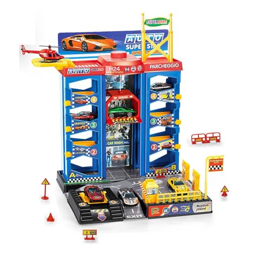 Parkhaus Parkgarage incl. Zubehör (Parkhaus mit Mehreren Ebenen, inklusive 3 Autos und einem Hubschrauber)