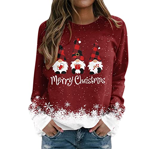 Ygnrggh Sweatshirt Weihnachten Pullover Strickjacken für Damen Weihnachtsmann Sweatshirt Teenager Mädchen Weihnachtspulli Damen-Sweatshirt