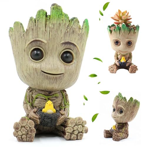 thematys Baby Groot Blumentopf 15x8,5x8,5cm - Authentische Spielfigur aus Filmklassikern, Actionfigur für Fans, Stiftehalter & Geschenkidee - Vielseitige Deko für Garten, Schreibtisch & Aquarium