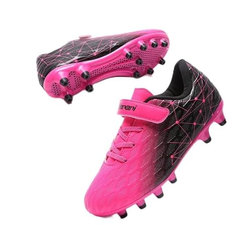 Hanani Fußballschuhe Kinder FG/AG Fussballschuhe Footballschuhe Jungen Mädchen Kids Kunstrasen Trainingsschuhe Soccer Schuhe Sportschueh Teens draußen Hallenfußball Indoor Outdoor Unisex Rosa EU29