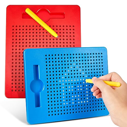 Faccito 2 Stück Kleines Magnetisches Stahlkugel Zeichenbrett mit Stift Magnetische Zeichentafel Magnet Zaubertafel für Kinder Pädagogisches Zeichentablett Geschenk für Kritzel Entspannen