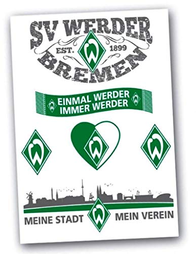 SV Werder Bremen Aufkleberkarte - Einmal Werder Immer Werder - Aufkleber 6-teilig Sticker - Plus Lesezeichen I Love Bremen