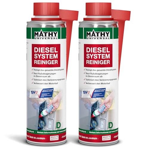 MATHY-D Diesel Systemreiniger (2 x 250 ml) – hochwirksames Diesel Additiv - Brennraum Reiniger - Zertifizierter Diesel Reiniger