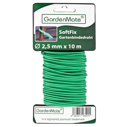 GardenMate Gartendraht 2,5 mm x 10 m mit Gummi ummantelt gummiert geschäumt