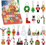 ZIQILIGHTING 24 Tage Countdown Adventskalender Baukasten, Weihnachtsschmuck Spielset mit Weihnachtsmann, hängende Dekorationen, Display Geschenk für Jungen, Mädchen und Party Favors（570PCS）