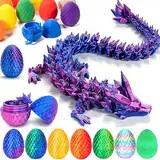 Drachenei mit Drache , MysteriöSes Artikuliertes Kristall Drachen Ei , 3D Drachen Zappelspielzeug , 3D Drache im Ei ,13cm Drachenei , 28cm Dragons für Kinder, Teenager (Laserviolett)