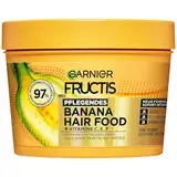 Garnier Fructis Pflegende Bananen Haarmaske, Leave-In für trockenes Haar und mehr Geschmeidigkeit, Anwendung als Spülung, Maske oder Leave-In, Lipidkomplex, Ohne Silikone, Hair Food, 3in1, 400ml