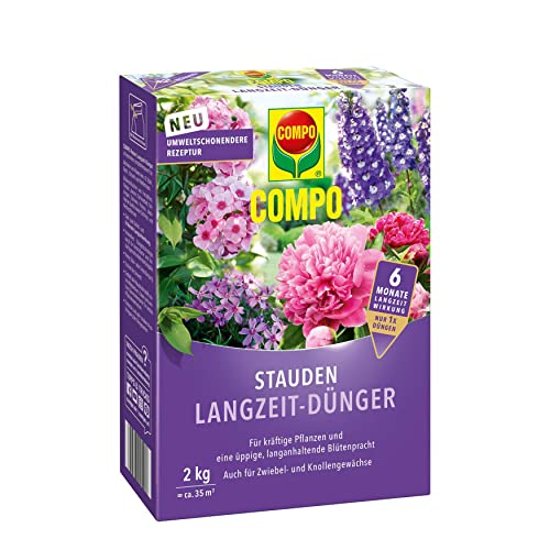 COMPO Stauden Langzeit-Dünger für Stauden und Blütensträucher, Umweltschonendere Rezeptur, 6 Monate Langzeitwirkung, 2 kg, 46 m², Unzutreffend