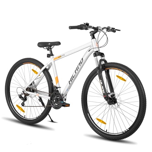 Hiland 29 Zoll Mountainbike, Aluminiumrahmen 21 Gang Schaltung MTB mit Scheibenbremse Federgabel, Mountainbike für Männer Grau
