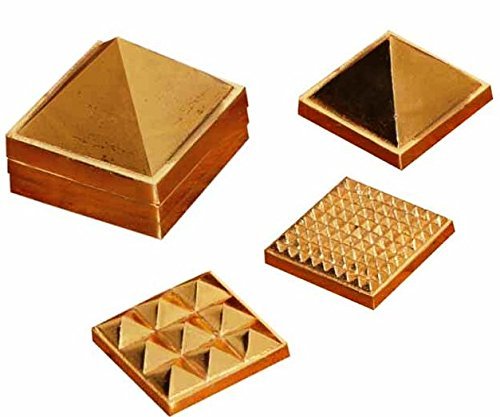 Discount4product Fengshui Vastu religiöser Gott Idol Puja Kristallprodukte für viel Glück und Reichtum oder zur Dekoration, metall, gold, 91 Pyramid