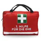 Dakita 1. Hilfe Tasche für die Ehe - 28x18x8cm groß | Lustiges Geschenk zur Hochzeit oder zum Hochzeitstag - goldene - | Ideales Hochzeitsgeschenk für Brautpaare (rot - Ehe, ohne Inhalt)