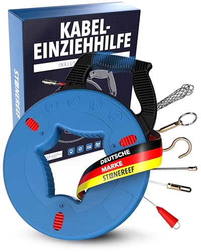 STONE REEF Einziehspirale 30m - Kabeleinziehhilfe, Einziehspirale mit Einziehfeder, Einziehhilfe für Leerrohre, Kabeleinzugshilfe für Leerrohr, Zugdraht, Kabelzieher für Kabel & Elektroinstallationen