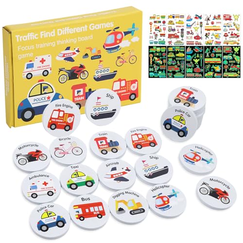 Memory Spiel, Holz Spielzeug Gedächtnis für Kinder ab 3 4 5 Jahre, Montessori Spielzeug Memo Spiel, Fahrzeuge Memory Matching Spiel Kinder, Lernspiele Memospiel Kartenspiel für Jungen Mädchen