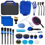 Camiraft Auto Reinigungsset,30PCS Auto Waschen Set, Autopflege Set Auto Putz Set mit Detailing Pinsel für Auto Reinigung Innenraum und Außen, Lüftungsschlitz, Motor, Rädern, Haushaltsreinigung