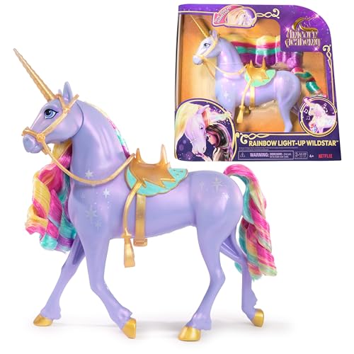 Unicorn Academy Licht-Magie Wildstar - mit Lichteffekten und Musik, ca. 28 cm großes Einhorn zur beliebten Netflix-Serie, für fantasievolles Rollenspiel, für Kinder ab 4 Jahren