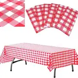 Eestfy 6 Stück PEVA Tischdecken wasserdichte Einweg Tischdecken Rechteckig 137x274cm Schmutzabweisend Abwischbar Für Picknick Und Party,Rot