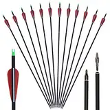 Huntingdoor 12er Pack 30 Zoll Carbonpfeile Jagdpfeile mit Vanes und drehbare Nocken 550 Spine Pfeile für bogenschießen für Recurvebogen Compoundbogen Langbogen Zielübungen im Freien (Rot)