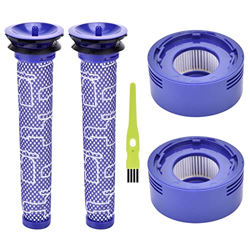 V8 Filter für Dyson 2 Stück V7 V8 HEPA-Nachmotorfilter Kit & 2 Vorfilter Ersatzfilter für Dyson V7 V8 Animal und Absolute Cordless Staubsauger # DY-96566101, DY-96747801