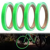 Roinaid 4 Bände Fluoreszierendes Klebeband, 10mm*5m Neon Klebeband,Leuchtstreifen Selbstklebend, Leuchtklebeband,Leichte Lagerung,Langlebiges Licht für Treppen,Wände,Bühnenbedarf(Grün)