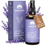 Emma Grün® Lavendelspray & Kissenspray 100ml [BIO-QUALITÄT] - Lavendelspray für Kopfkissen - Mit Naturreinem Lavandula Angustifolia - Lavendel Kissenspray zum Einschlafen - Lavendelöl Spray