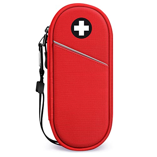 SITHON EpiPen Medical Tragetasche, tragbare Notfalltasche Isolierte Medikament Tasche Organizer für 2 EpiPens, Asthma-Inhalator, Anti-Histamin, Auvi-Q, Allergy Medicine Essentials, (Rot)