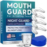 Knirscherschiene Für Nacht, Zahnschiene Knirschen, Beißschiene Für Die Nacht, 2 Größen, 4 Formbare Mouthguard, Gegen Bruxismus und Zähneknirschen