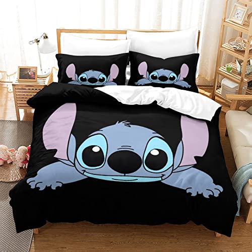 XIAOZXEYYA Stitch Kinder Bettwäsche Print Mikrofaser Bettbezug Mit Kopfkissenbezug, Jungen Teens Bettwäsche Set Kinder Erwachsene, Weich Haltbar Atmungsaktive Single（135x200cm）