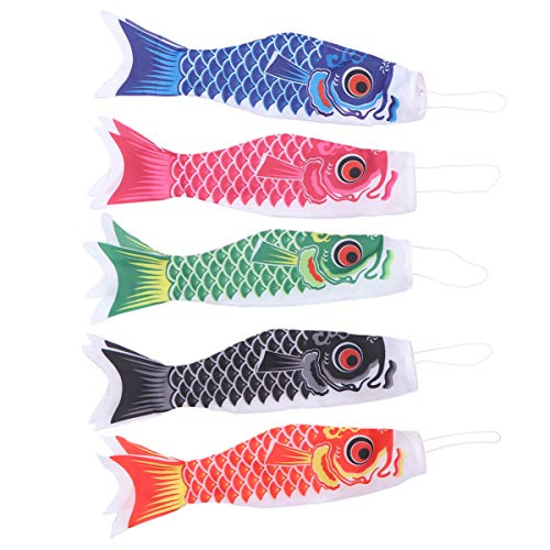 DOITOOL 5 Stück japanische Karpfen-Windsack, Luftschlangen, Fischflagge, Drachen, Koinobori, hängende Dekoration für japanische Sushi-Bar, Izakaya-Zimmer, 40 cm, 5 Stück