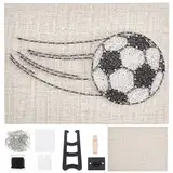 WEBEEDY DIY Fußball String Art Kit Für Anfänger 3D Rolling Ball String Art Bastelset Für Erwachsene, Sport Kunsthandwerk-Set Anleitung alle notwendigen Zubehör und Rahmen Home Wall Decoration